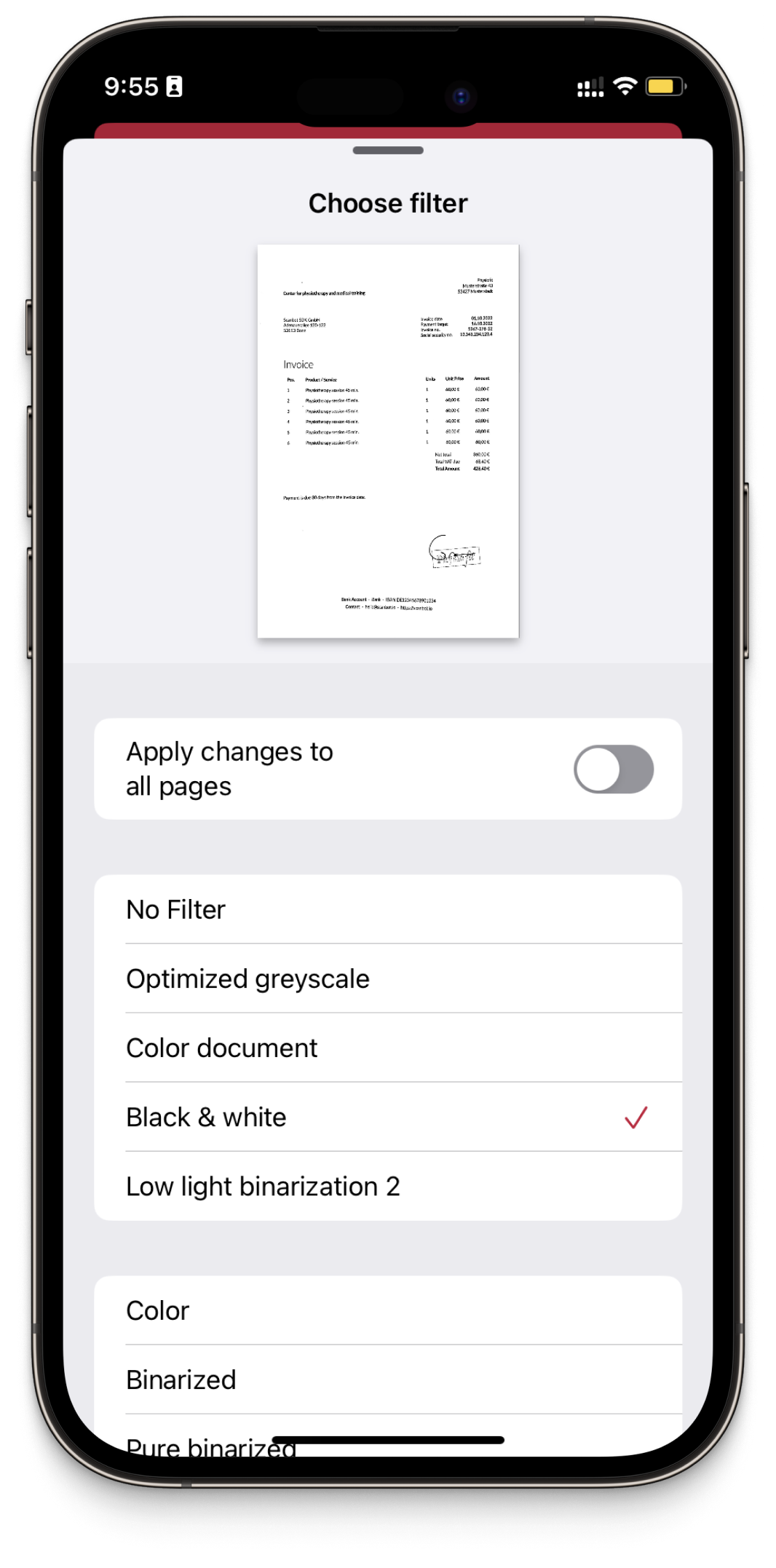 screenshot of Scanbot Document Scanner SDK